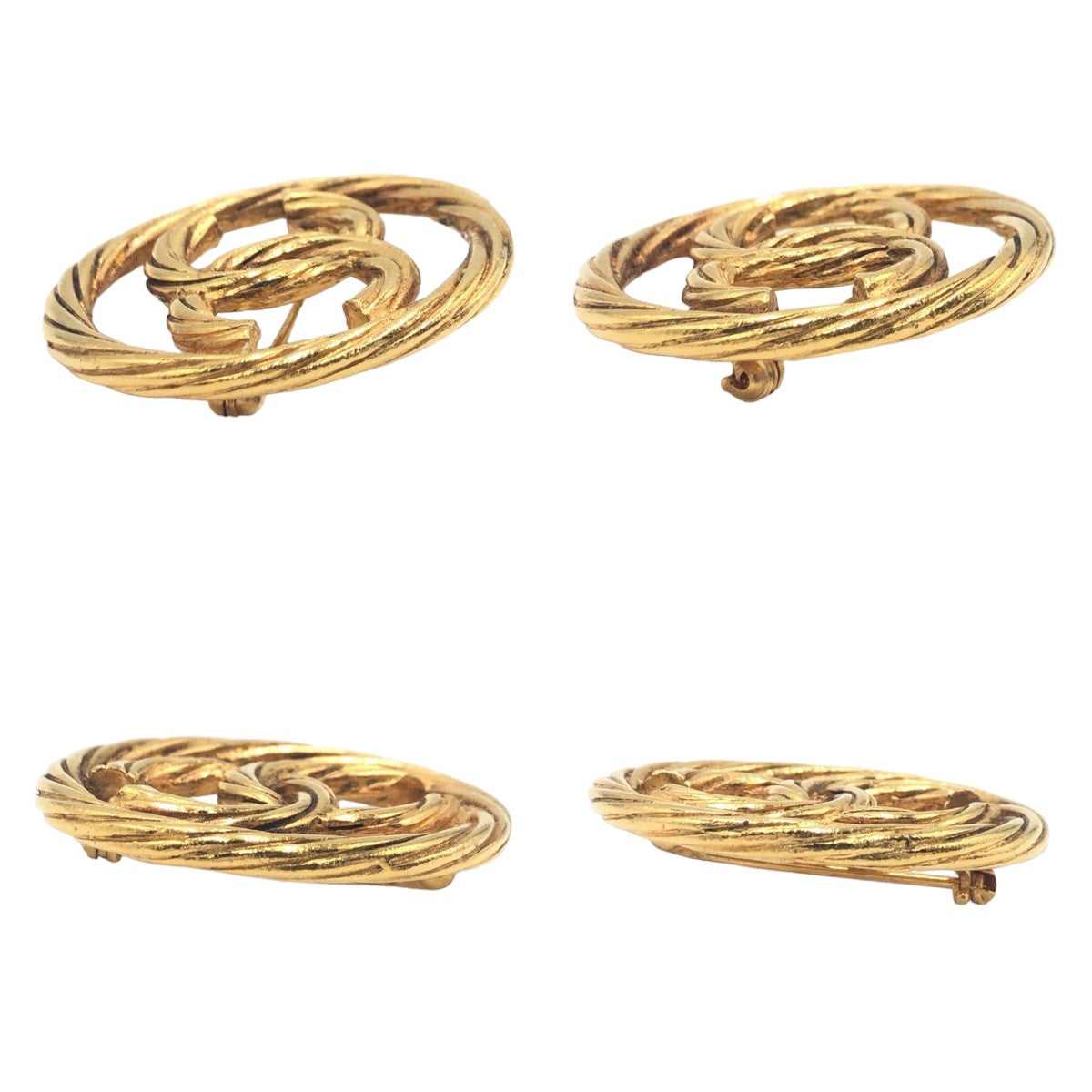 10373
CHANEL シャネル ヴィンテージ ココマーク サークル ゴールド メタル ブローチ アクセサリー レディース