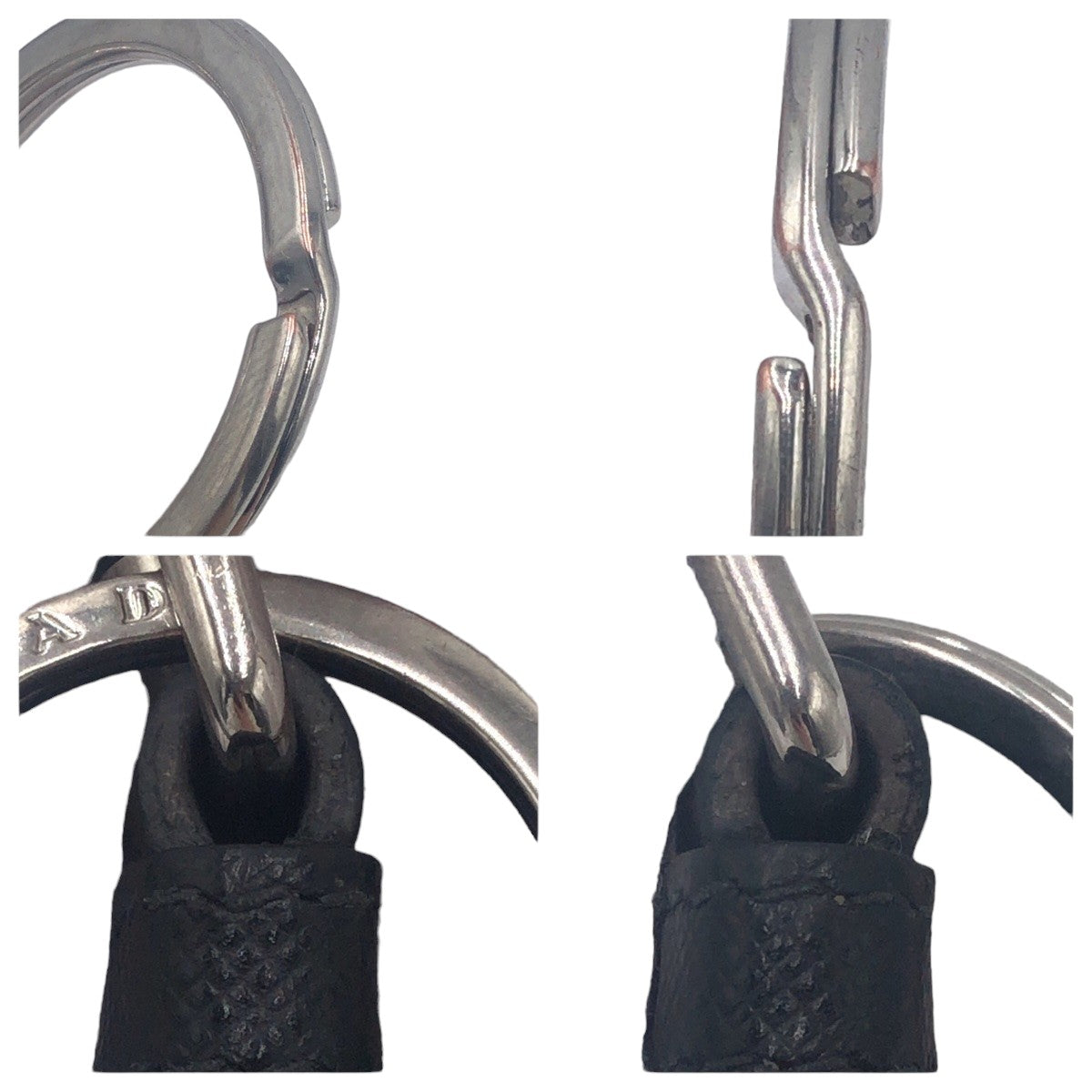 PRADA Prada Saffiano Black Silver Hardware Leather 2PP709 Key Holder Key Ring Key Charm Men's