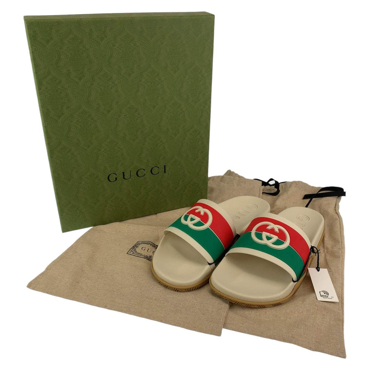 GUCCI グッチ インターロッキングG スライドサンダル ホワイト 白 マルチカラー ビニール サンダル ビーチサンダル メンズ