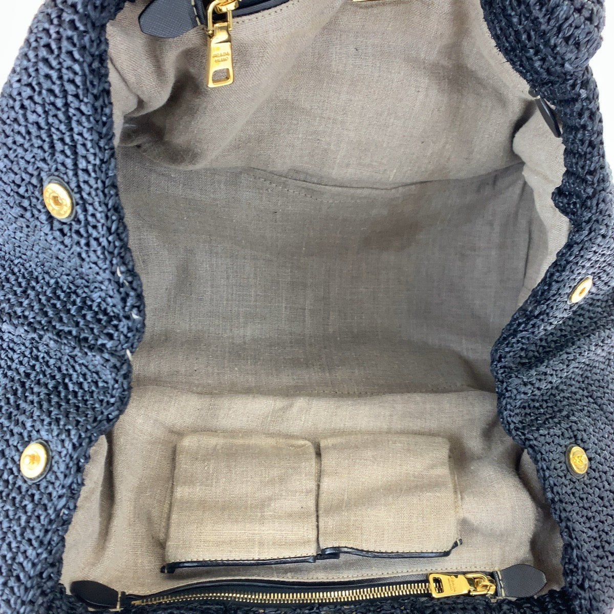 H-00625
PRADA プラダ カナパ 三角ロゴプレート ネイビー 紺 ラフィア BN2302 ボストンバッグ ハンドバッグ レディース