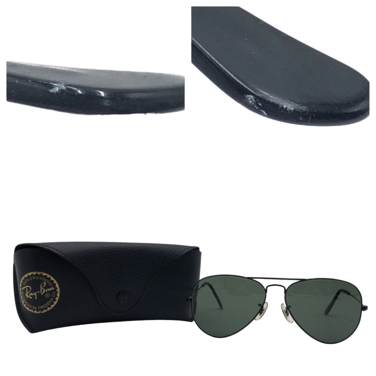 Ray-Ban Vintage B&L RAY-BAN USA Aviator Unisex Black Metal 58◻︎14 Sunglasses Teardrop Men's