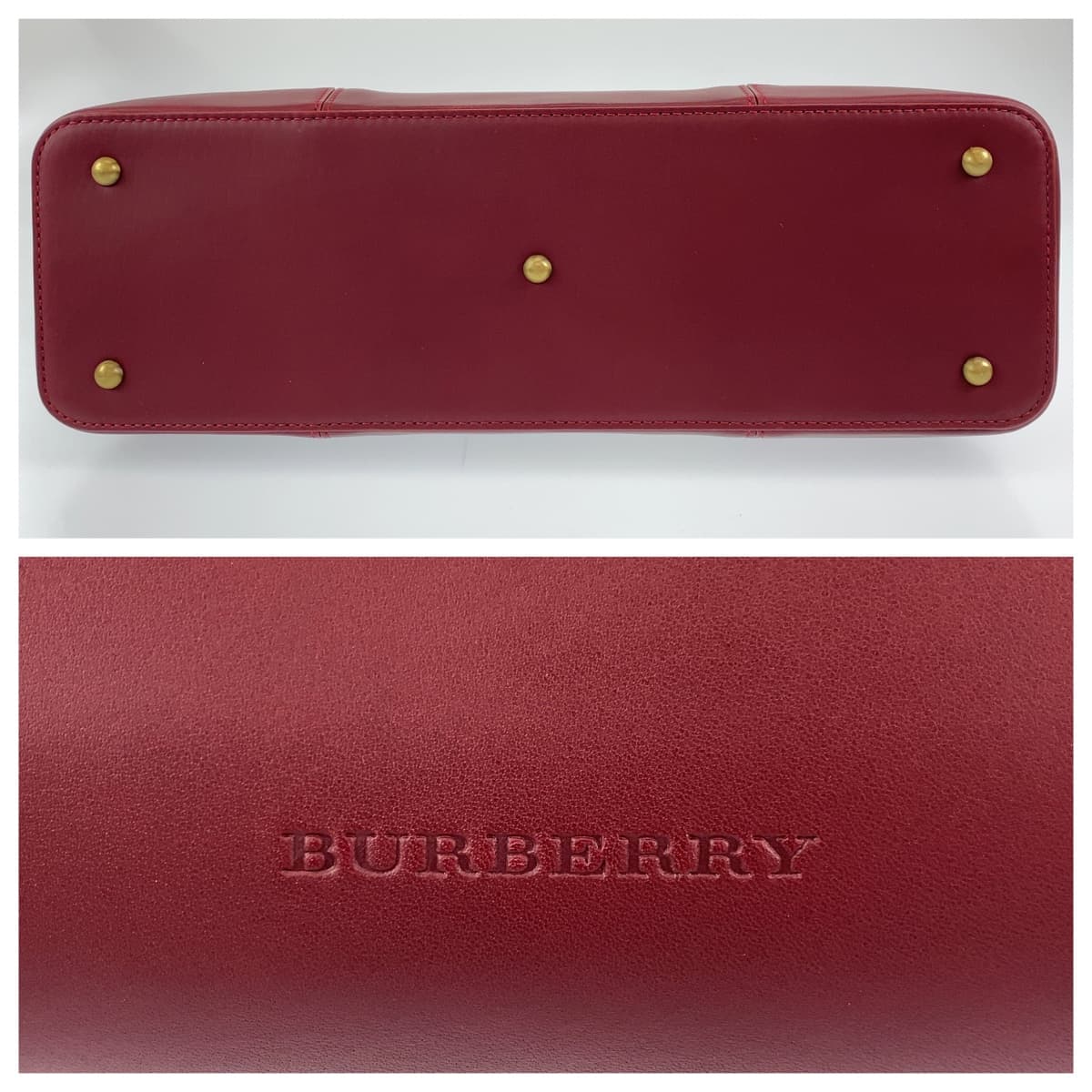10454
BURBERRY バーバリー 中チェック柄 レッド ゴールド金具 レザー ハンドバッグ ショルダーバッグ ボストンバッグ レディース