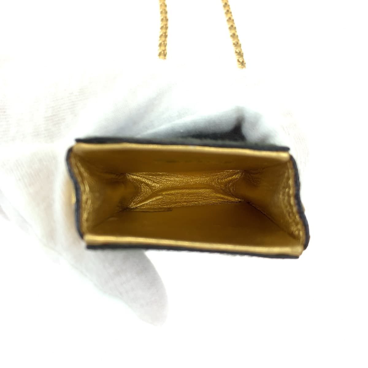 10461
CHANEL Vintage Coco Mark Khaki Gold Pony/Leather Chain Shoulder Bag Cigarette Case Pouch Women's