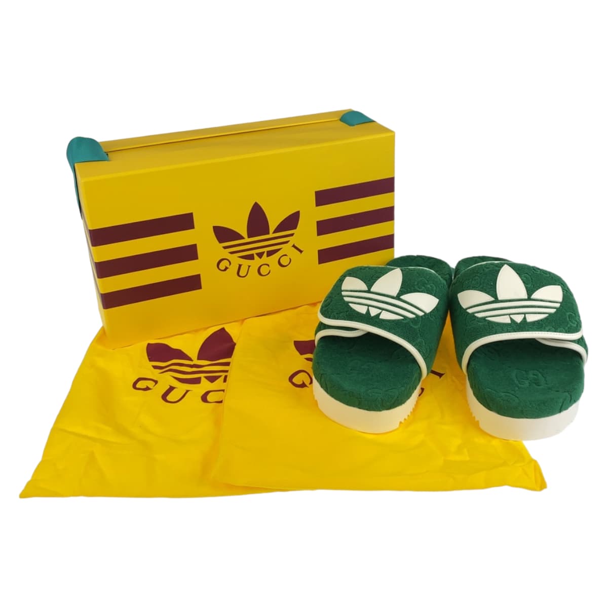 GUCCI グッチ adidas×GUCCI グリーン 緑 ホワイト 白 ラバー / GGコットン 702412 サンダル プラットフォーム メンズ