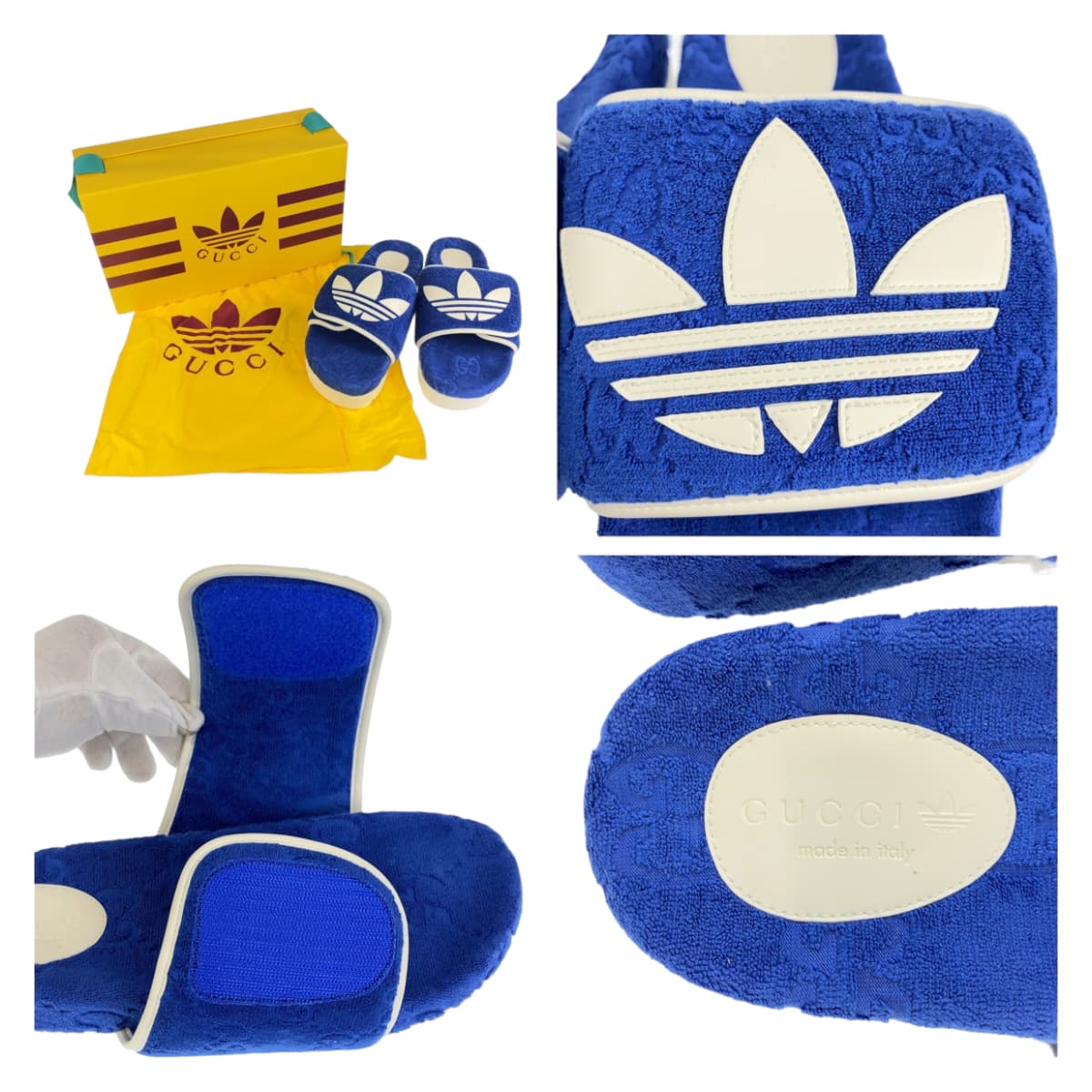 GUCCI グッチ adidas×GUCCI ブルー 青 ホワイト 白 ラバー / GGコットン 702412 サンダル プラットフォーム メンズ
