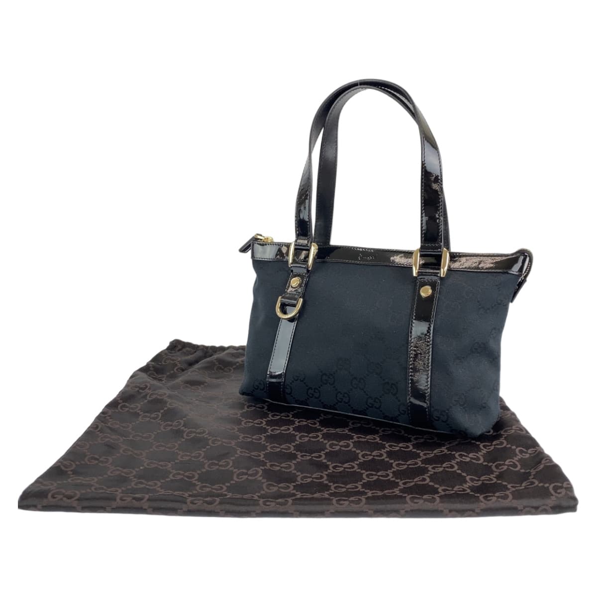 10498
GUCCI Gucci Abby Black Gold Hardware GG Canvas 141471 Tote Bag Handbag Women's