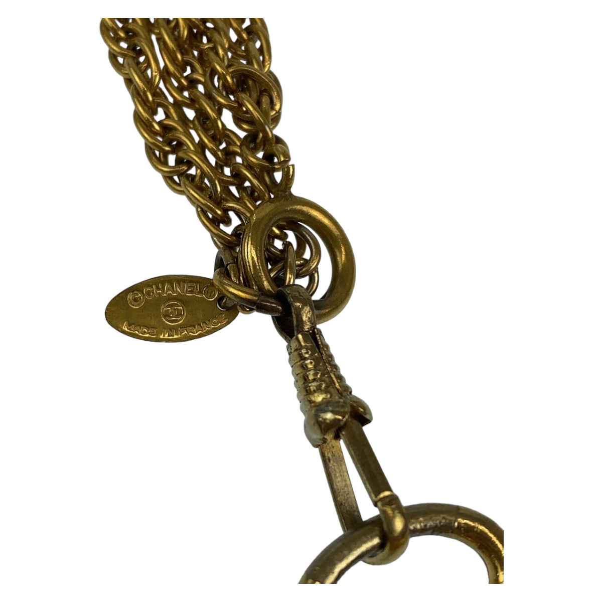 10538
CHANEL シャネル ヴィンテージ ココマーク ルーペ コメ有り ゴールド 金 メタル ダブルチェーン ペンダント レディース
