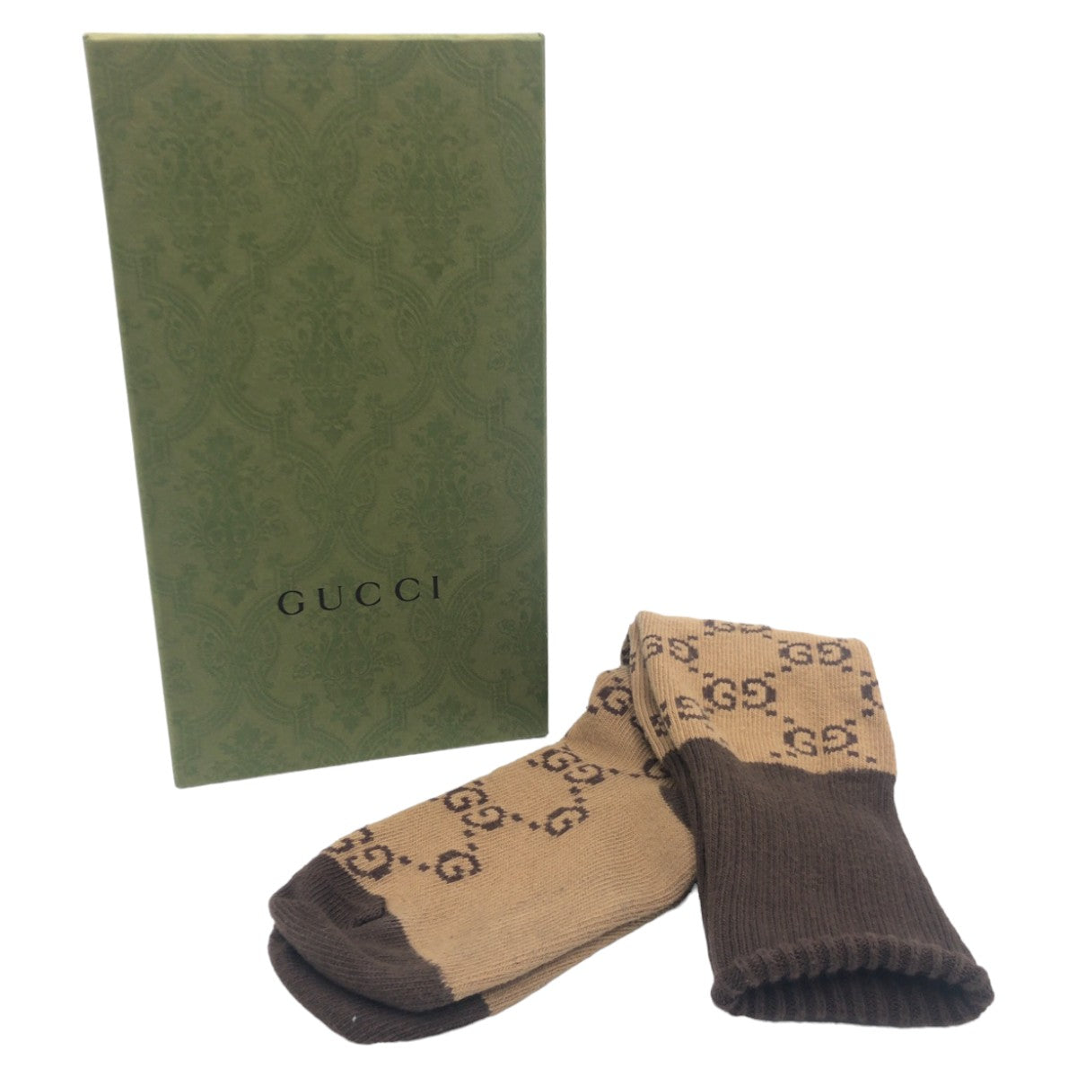 GUCCI グッチ GGパターン インターロッキング 男女兼用 サイズS ブラウン 茶 コットン 靴下 ソックス レディース