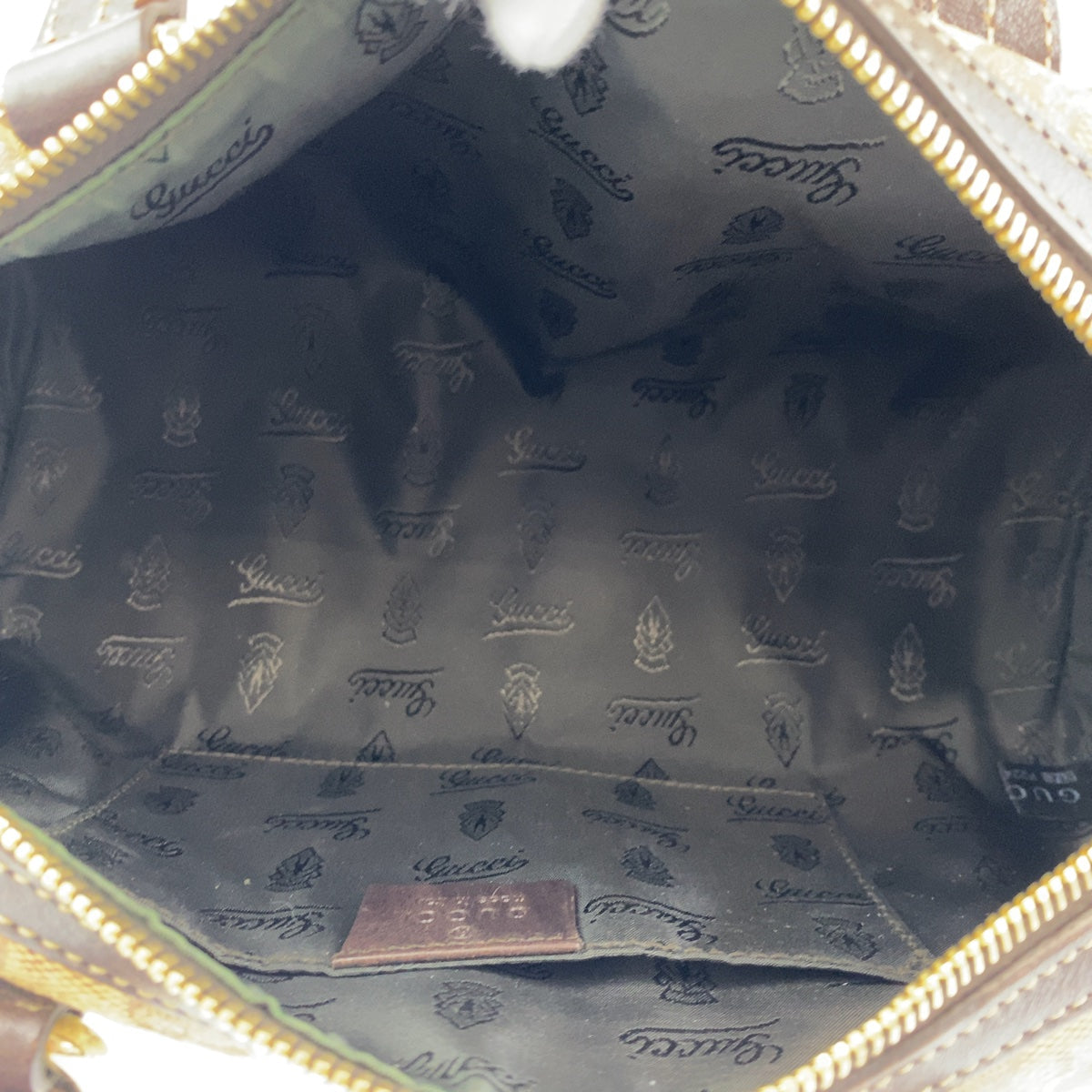 GUCCI グッチ GGクリスタル パピヨン ベージュ ブラウン 茶 ゴールド金具 レザー 181485 ミニボストンバッグ ハンドバッグ レディース