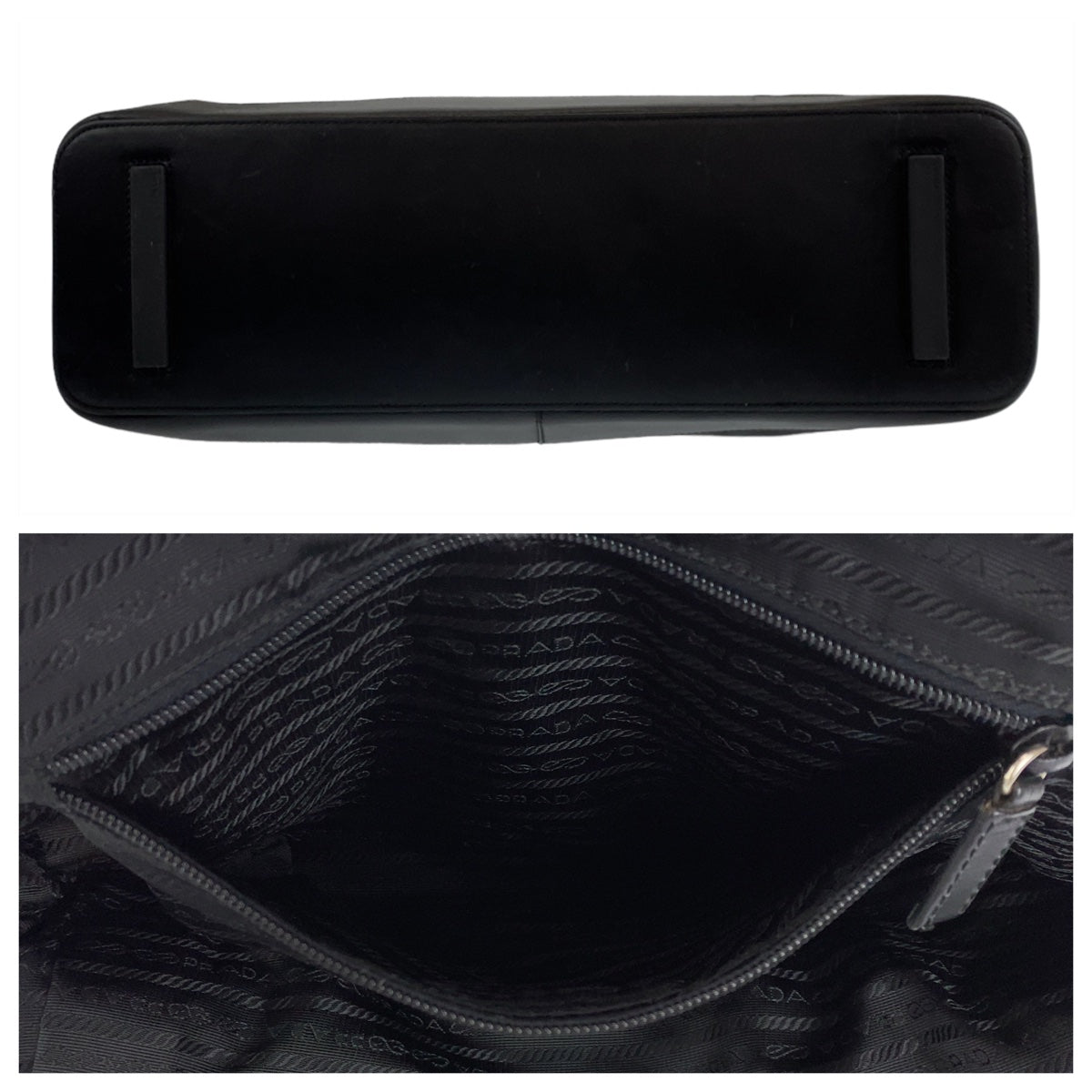 10609
PRADA プラダ テスート 三角ロゴプレート ブラック シルバー金具 ナイロン / レザー ショルダーバッグ トートバッグ ハンドバッグ レディース