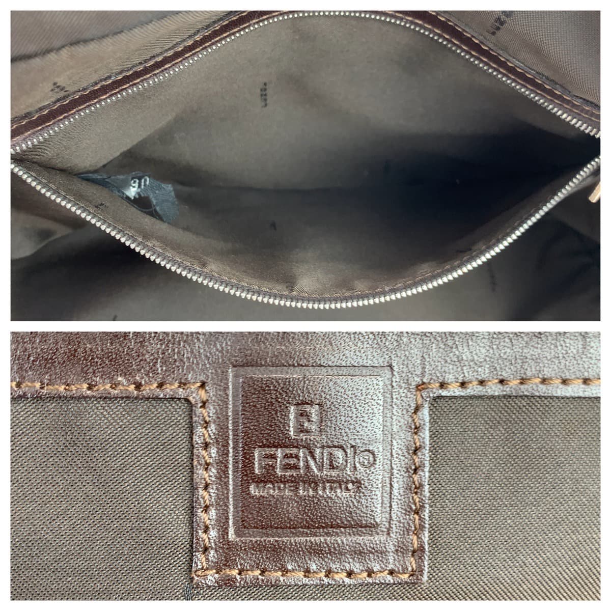 FENDI フェンディ ズッカ ブラウン 茶 シルバー金具 キャンバス / レザー ビジネスバッグ A4対応 男女兼用 メンズ