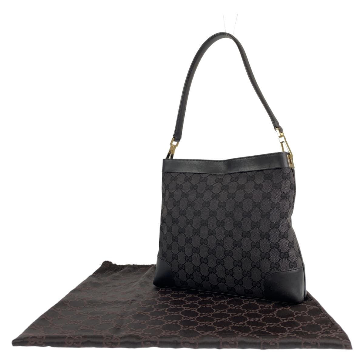 10656
GUCCI グッチ ホーボー ブラック 黒 ゴールド金具 GGキャンバス / レザー 14231 ショルダーバッグ トートバッグ レディース