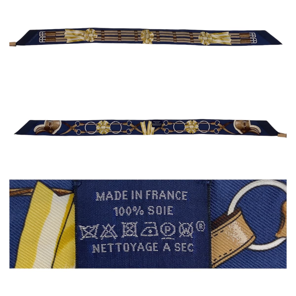 HERMES エルメス ツイリー JUMPING ジャンピング ネイビー 紺色 ブラウン マルチカラー シルク スカーフ ハンドル巻き リボン レディース