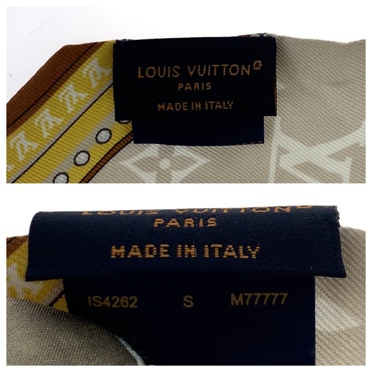 10693
LOUIS VUITTON ルイヴィトン モノグラム バンドー ベージュ マルチカラー シルク M77777 スカーフ リボン レディース