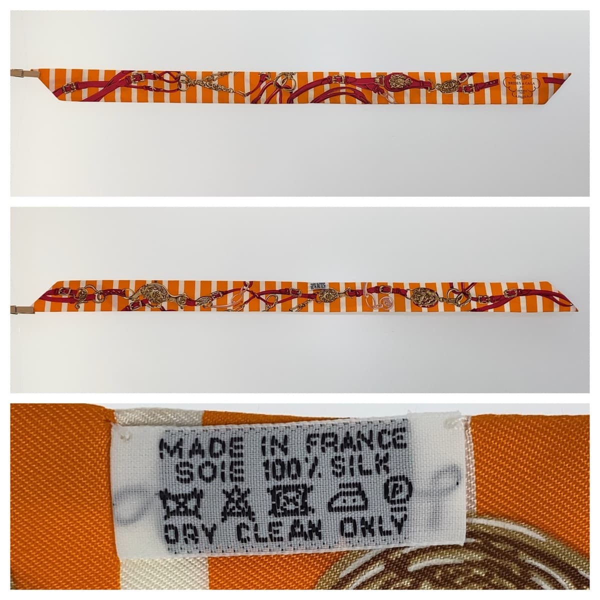 10700
HERMES エルメス ツイリー BRIDES de GALA オレンジ ピンク マルチカラー シルク スカーフ リボン レディース