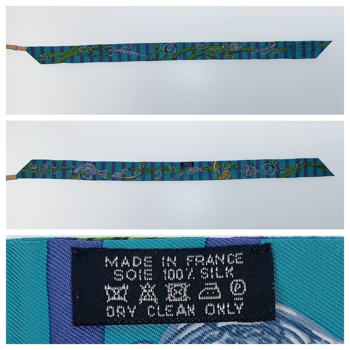 10702
HERMES エルメス ツイリー BRIDES de GALA ブルー グリーン マルチカラー シルク スカーフ リボン レディース