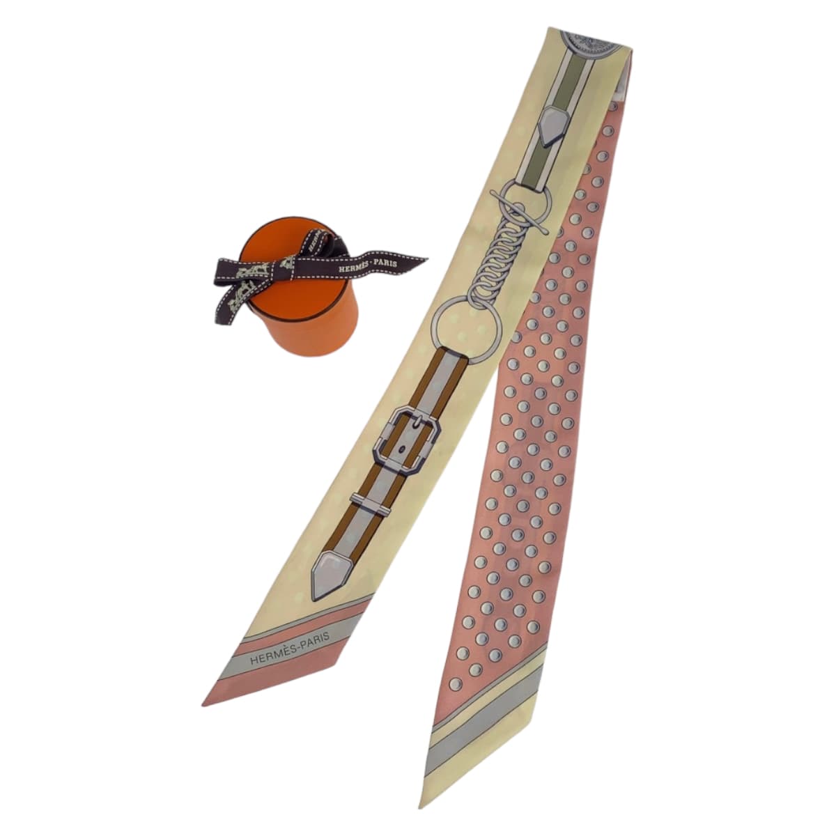 HERMES エルメス ツイリー グラントゥラララ ピンク 桃色 アイボリー マルチカラー シルク スカーフ ハンドル巻き リボン レディース