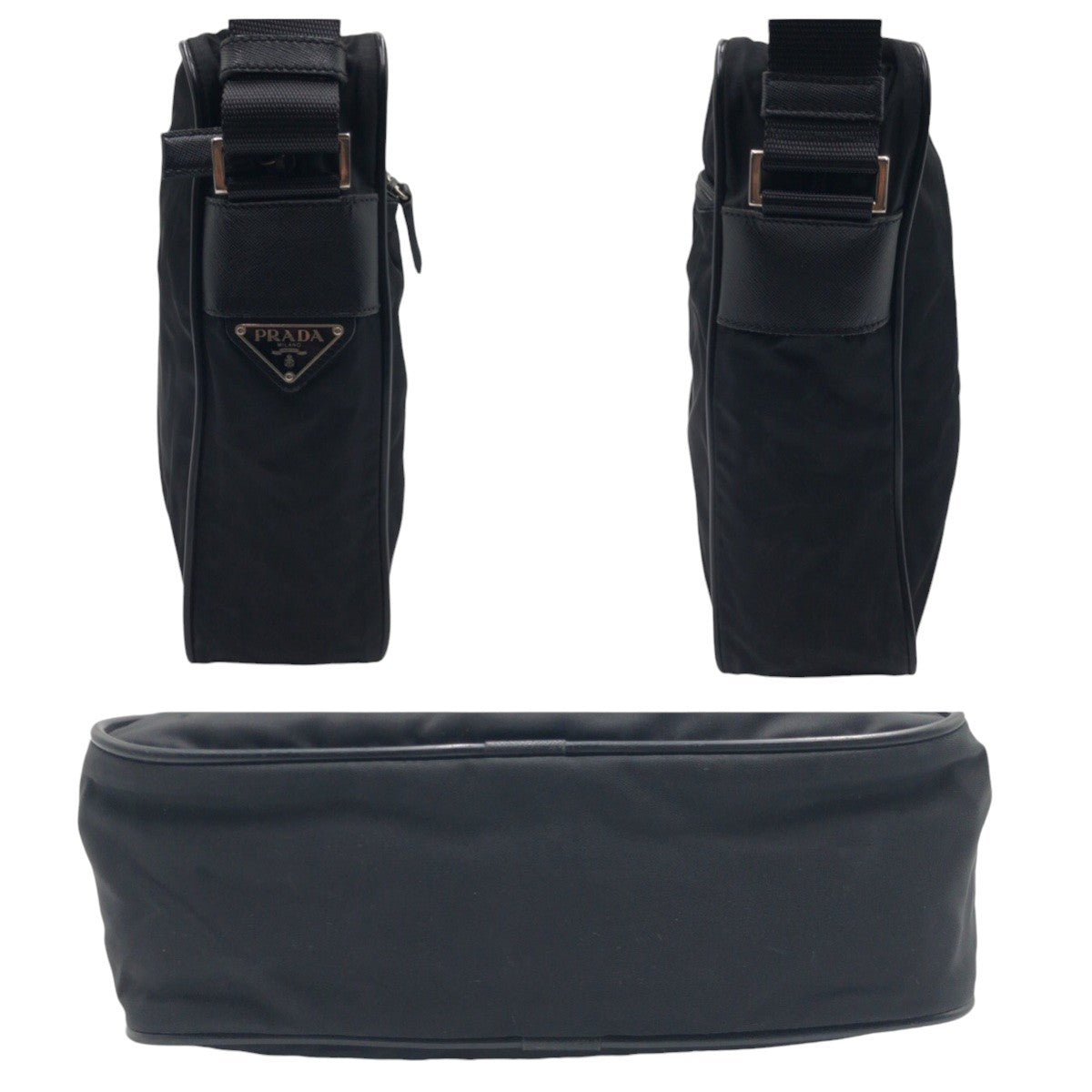 12516
PRADA プラダ テスート 三角ロゴ 男女兼用 ブラック 黒 シルバー金具 ナイロン 斜め掛け ショルダーバッグ メッセンジャーバッグ メンズ