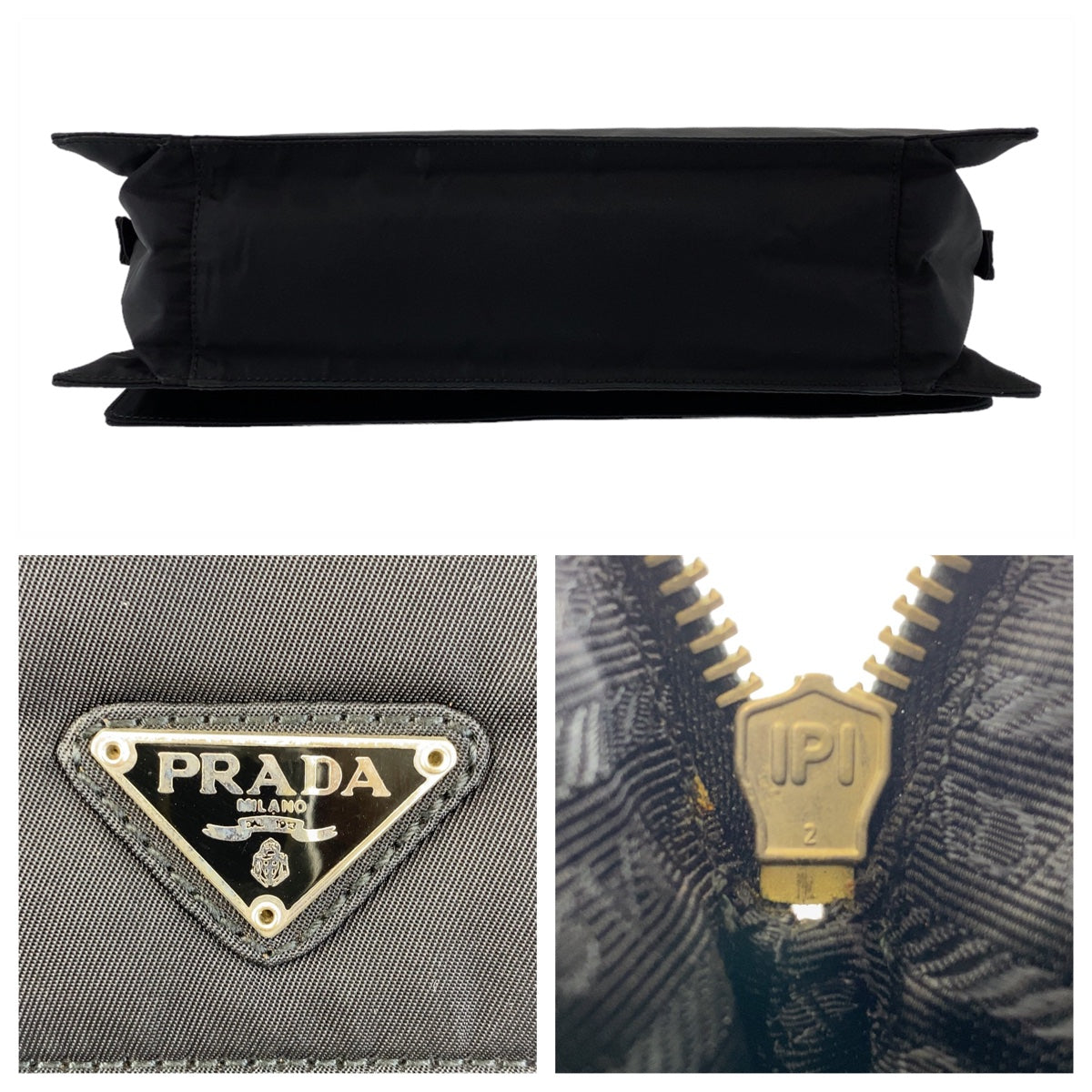 PRADA Tessuto Triangle Logo Plate Black Silver Hardware Nylon Shoulder Bag for Women