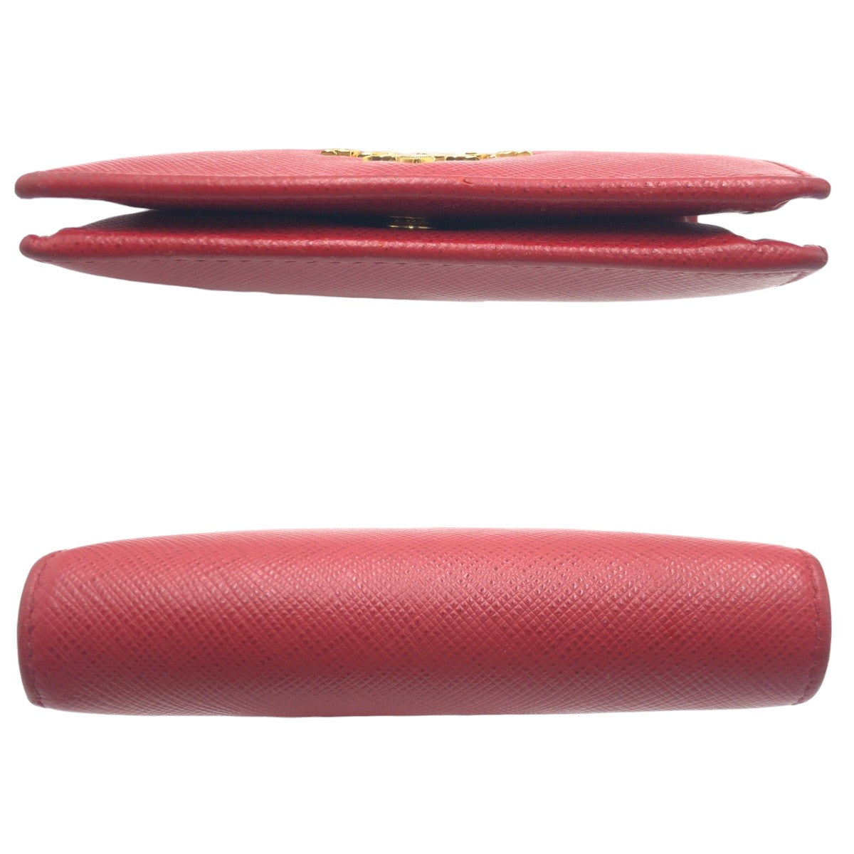 10737
PRADA プラダ サフィアーノ レッド ゴールド金具 レザー 折財布 コンパクトウォレット レディース