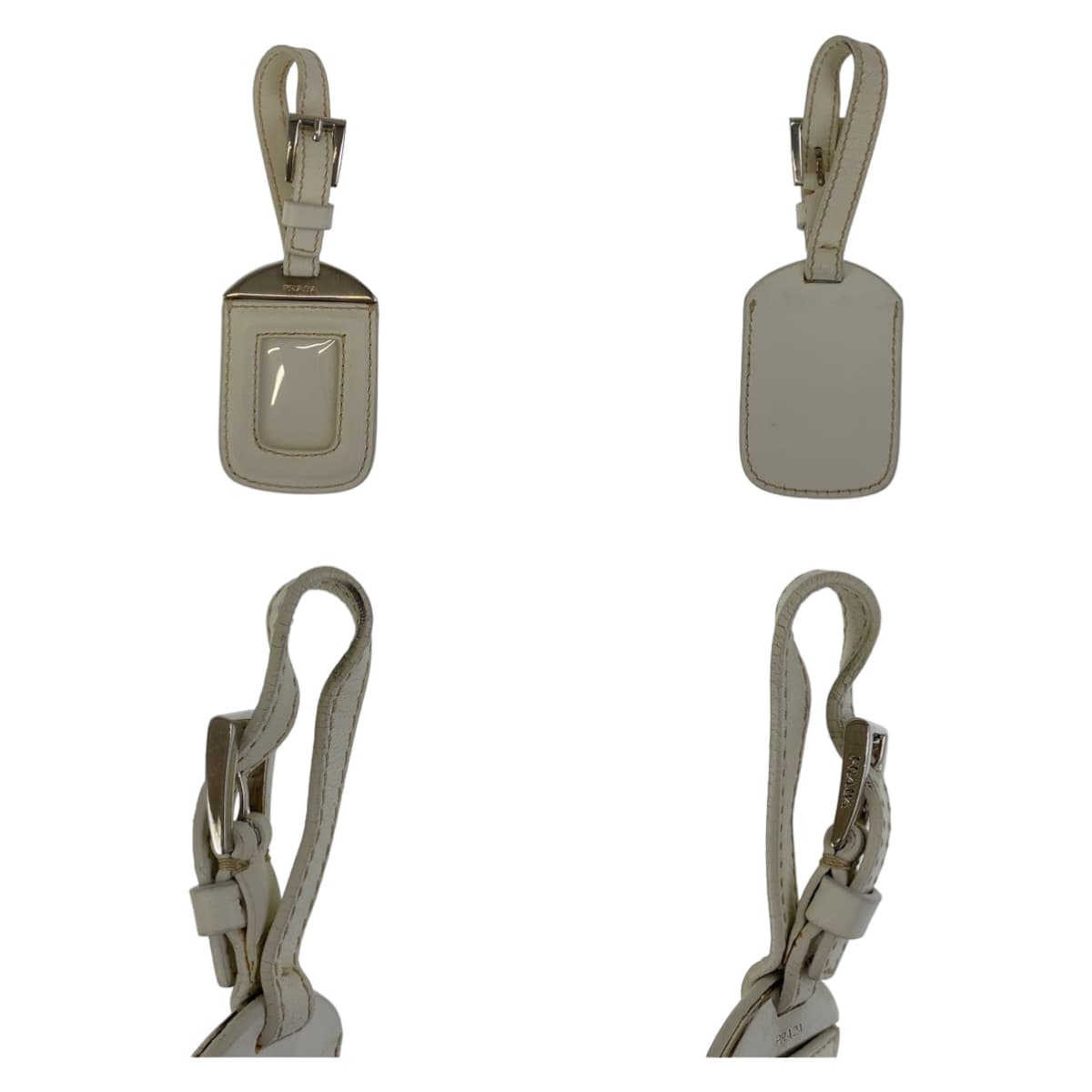 10742
PRADA プラダ ジャガード ベージュ ホワイト シルバー金具 キャンバス / レザー 斜め掛け ショルダーバッグ メッセンジャーバッグ レディース