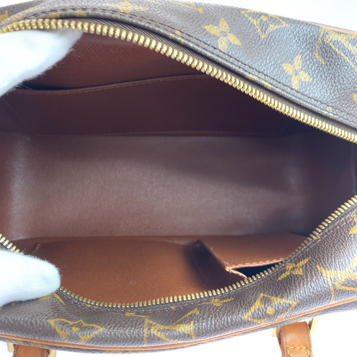 LOUIS VUITTON ルイヴィトン モノグラム シテ MM ベタ無し ブラウン 茶 ゴールド金具 PVC M51182 ショルダーバッグ ハンドバッグ 肩掛け レディース