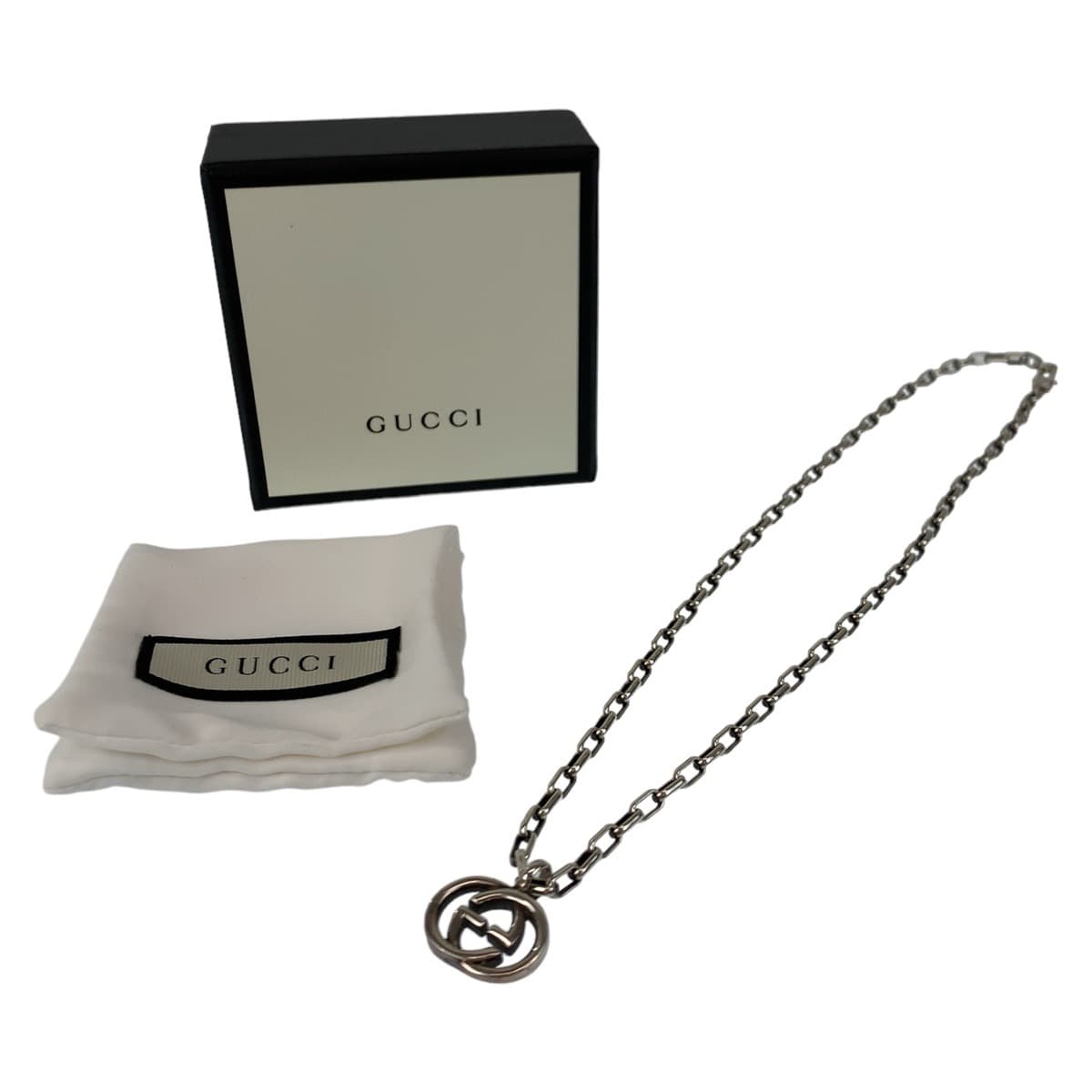 GUCCI グッチ GGロゴ インターロッキング 男女兼用 シルバー 銀 シルバー925 ネックレス ペンダント レディース