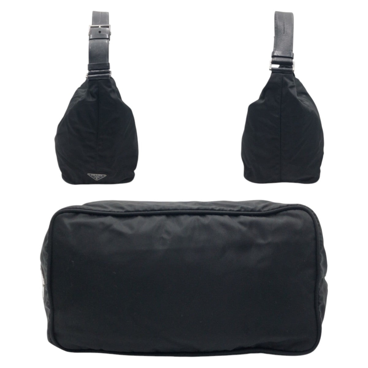 PRADA Tessuto Triangle Logo Plate Black Silver Hardware Nylon Shoulder Bag One Shoulder Bag Women's