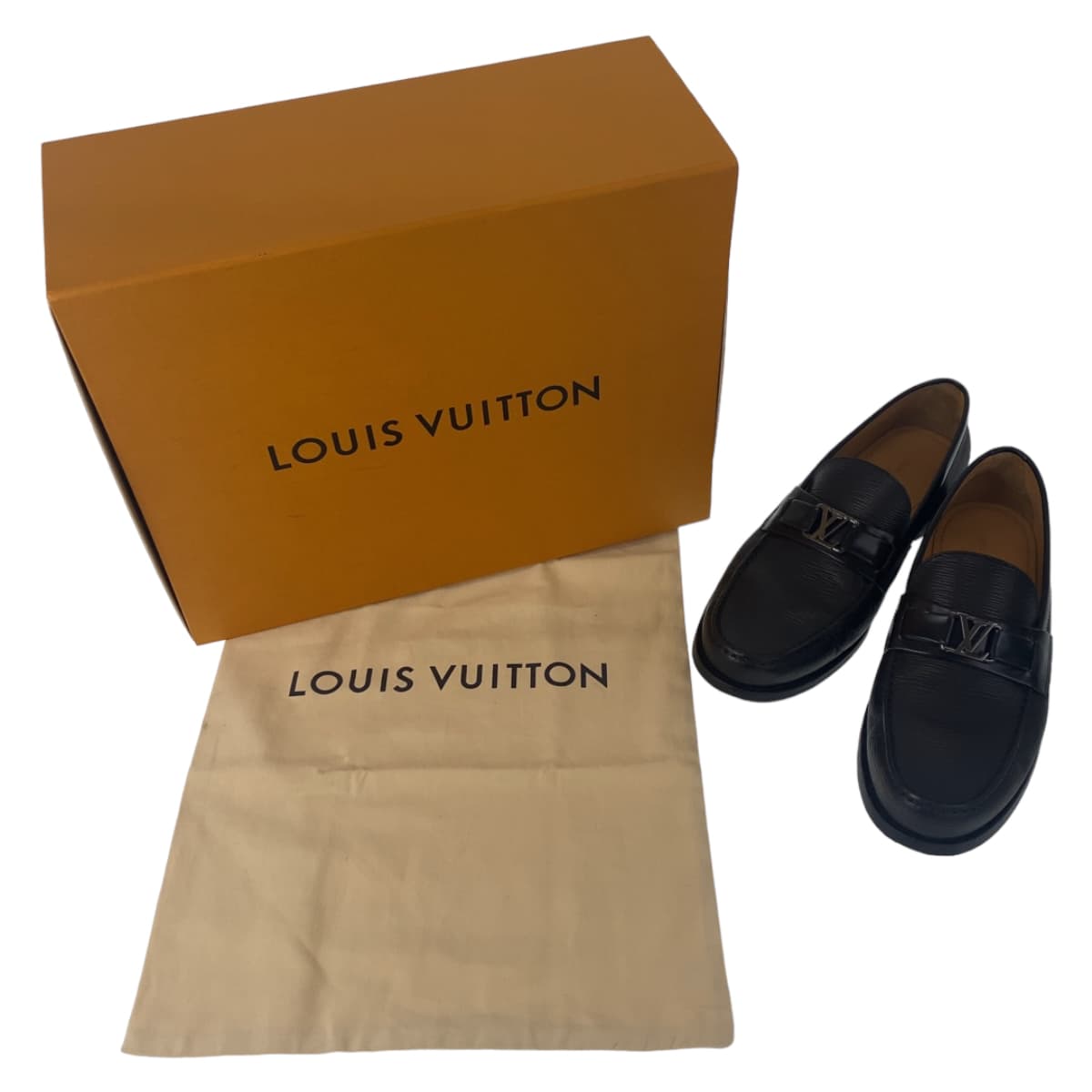LOUIS VUITTON ルイヴィトン エピ メジャーライン ブラック 黒 シルバー金具 レザー ローファー ビジネスシューズ メンズ