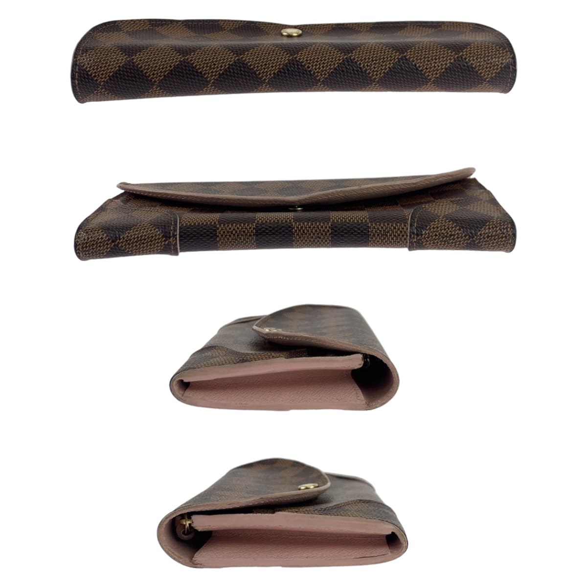 LOUIS VUITTON Damier Portefeuille Kaisa Brown Rose Ballerine Pink Gold Hardware PVC N61227 Long Wallet for Women
