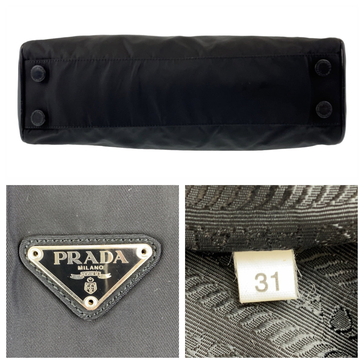 10821
PRADA プラダ テスート 三角ロゴプレート ブラック シルバー金具 ナイロン / レザー ショルダーバッグ ハンドバッグ レディース