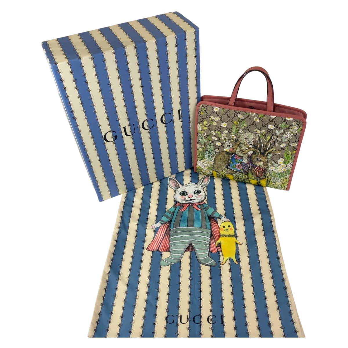 GUCCI グッチ ヒグチユウコ ベージュ マルチカラー GGスプリームキャンバス ハンドバッグ チルドレンズコレクション レディース