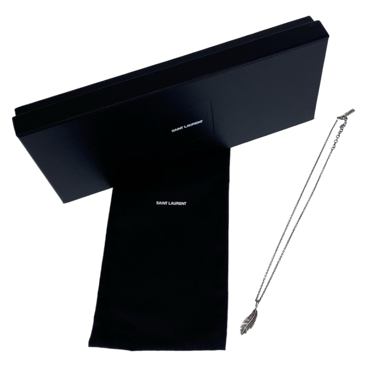 SAINT LAURENT サンローラン YSL シルバー メッキ ネックレス フェザーネックレス メンズ