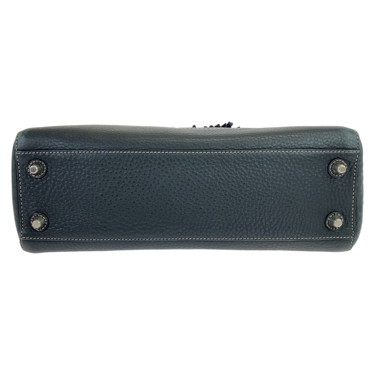 12495
COACH コーチ ハンプトンズ ペプルド タッセル ブラック シルバー金具 レザー F13084 トートバッグ ハンドバッグ レディース