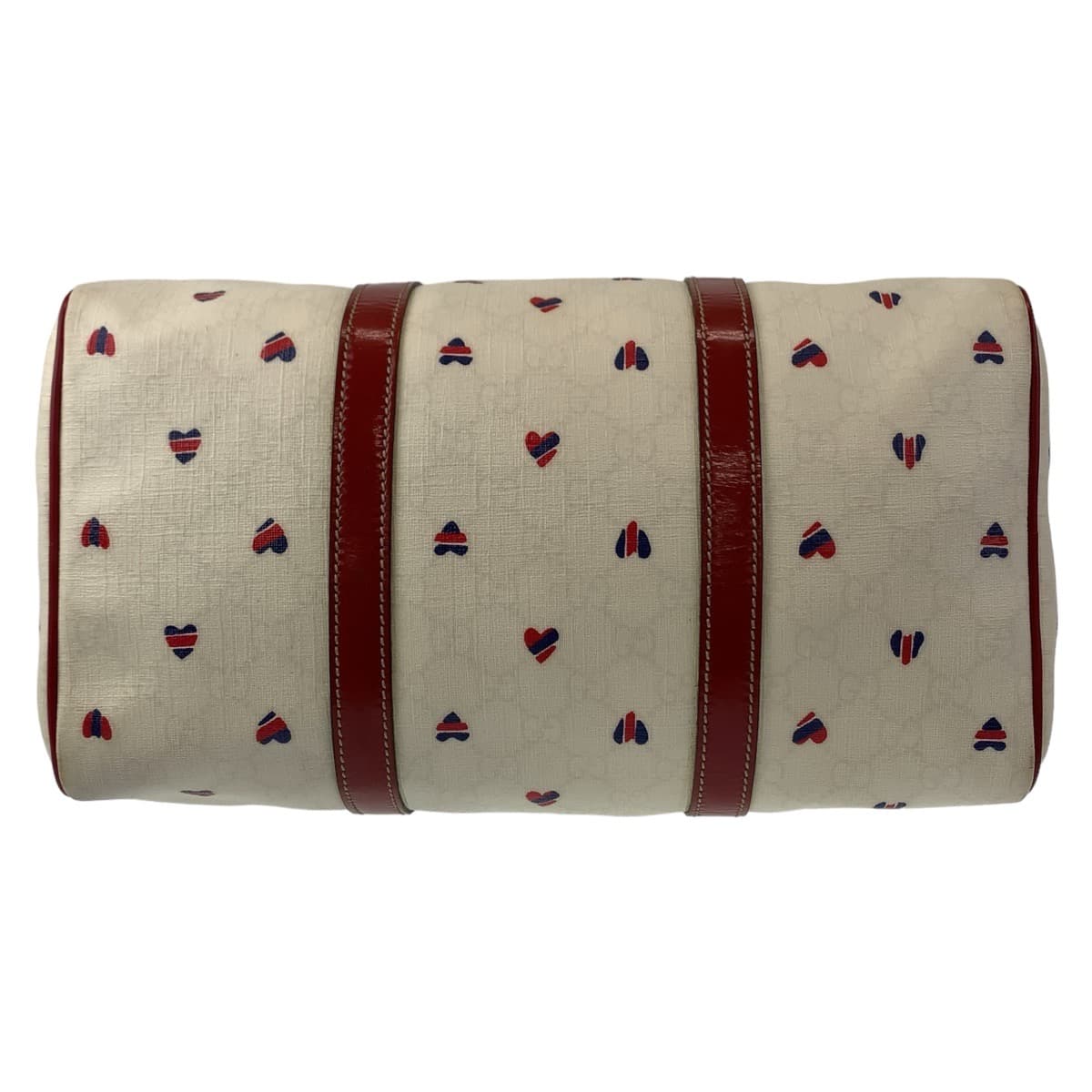 GUCCI グッチ GGスプリーム GG柄 ホワイト 白 赤 シルバー金具 PVC 193603 ボストンバッグ ハンドバッグ レディース
