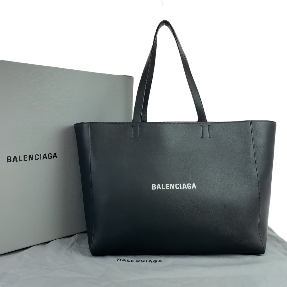 BALENCIAGA バレンシアガ EVERYDAY EAST-WEST エブリデイ ブラック シルバー金具 カーフ 618284 ショルダーバッグ トートバッグ A4収納 メンズ