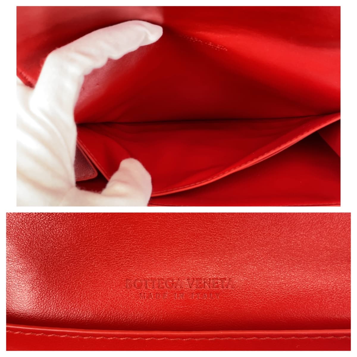 10997
BOTTEGAVENETA ボッテガヴェネタ マキシイントレチャート レッド 赤 シルバー金具 レザー 長財布 コンチネンタルウォレット レディース