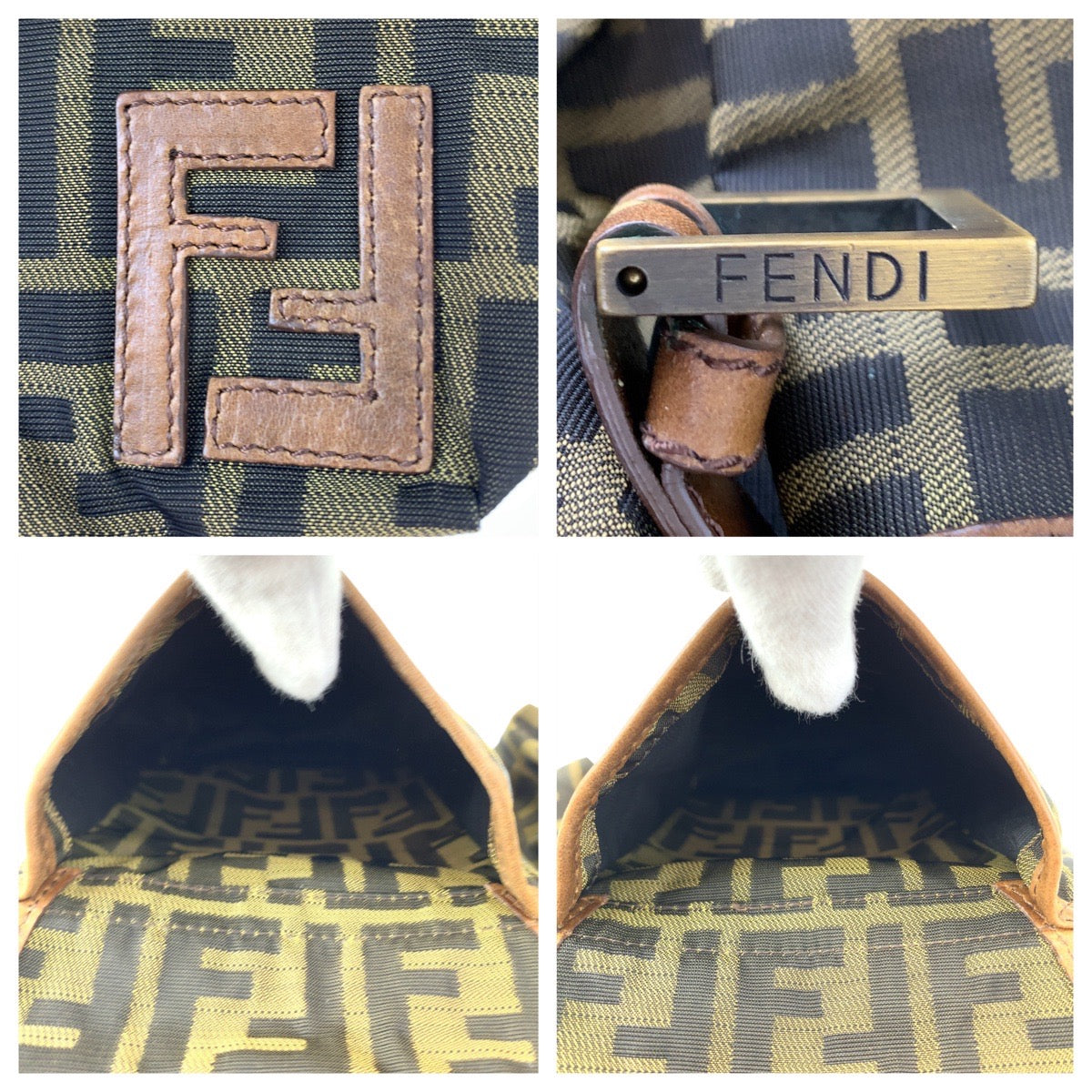 FENDI フェンディ ズッカ ブラウン 茶 ゴールド金具 キャンバス 7VZ001 リュック バックパック レディース