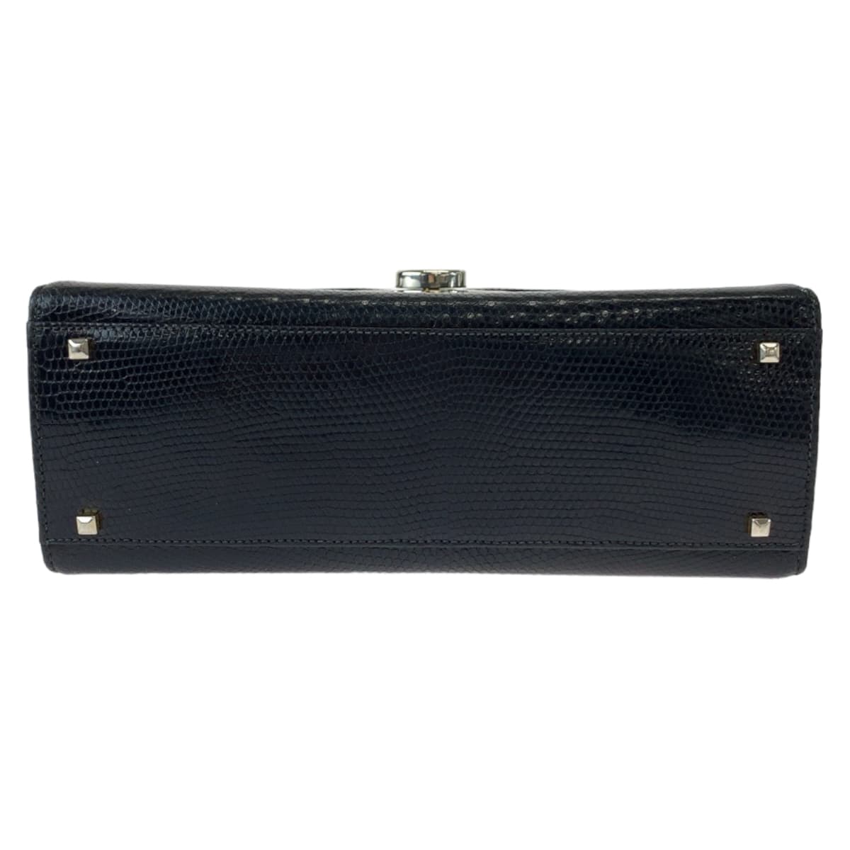 01071
GUCCI Vintage Old Gucci Black Gold Hardware Lizard Handbag Women's