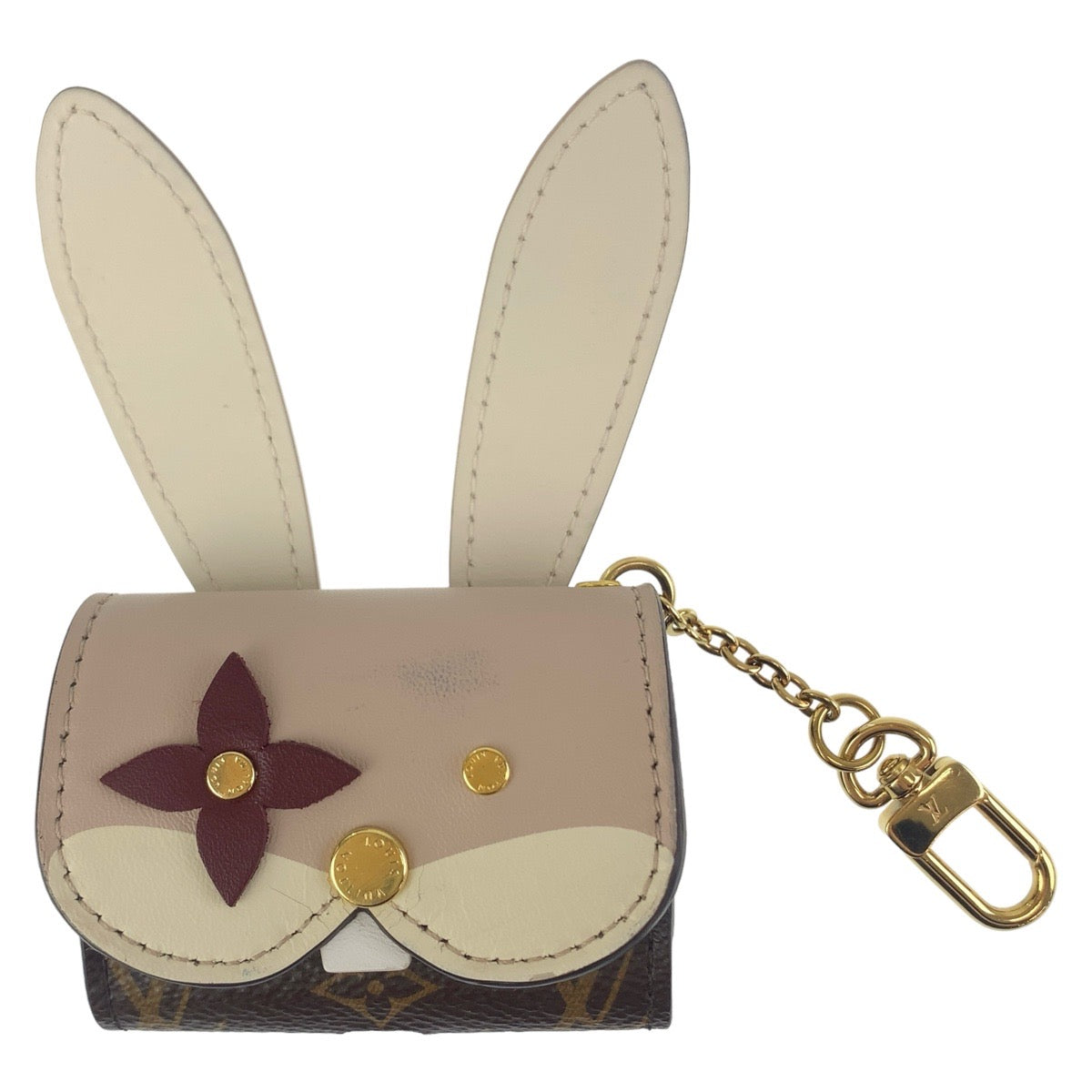 LOUIS VUITTON ルイヴィトン モノグラム エテュイ イヤホン ピンク ブラウン ホワイト ゴールド金具 レザー / PVC GI0863 エアポッズケース AirPods/AirPods Proケース レディース