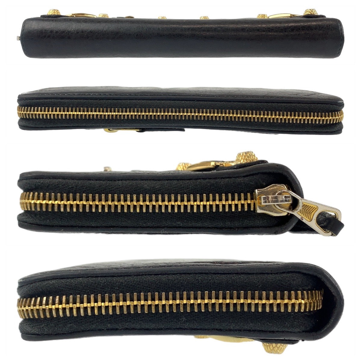 11141
BALENCIAGA バレンシアガ ジャイアント コンチネンタル ブラック ゴールド金具 レザー 長財布 ロングウォレット レディース