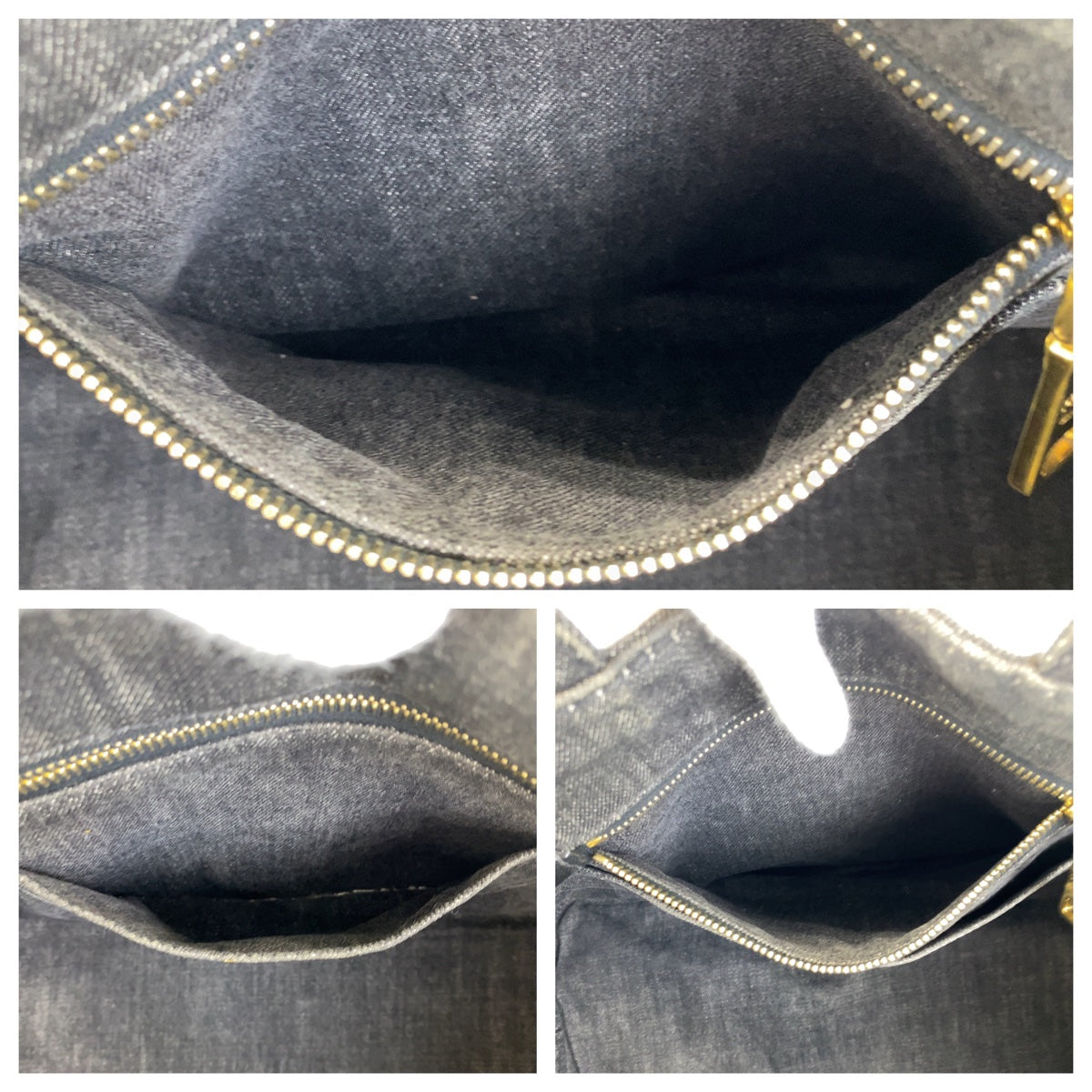 11182
PRADA プラダ カナパ 三角ロゴプレート グレー ゴールド金具 コットンデニム 2way トートバッグ 斜め掛け ショルダーバック レディース