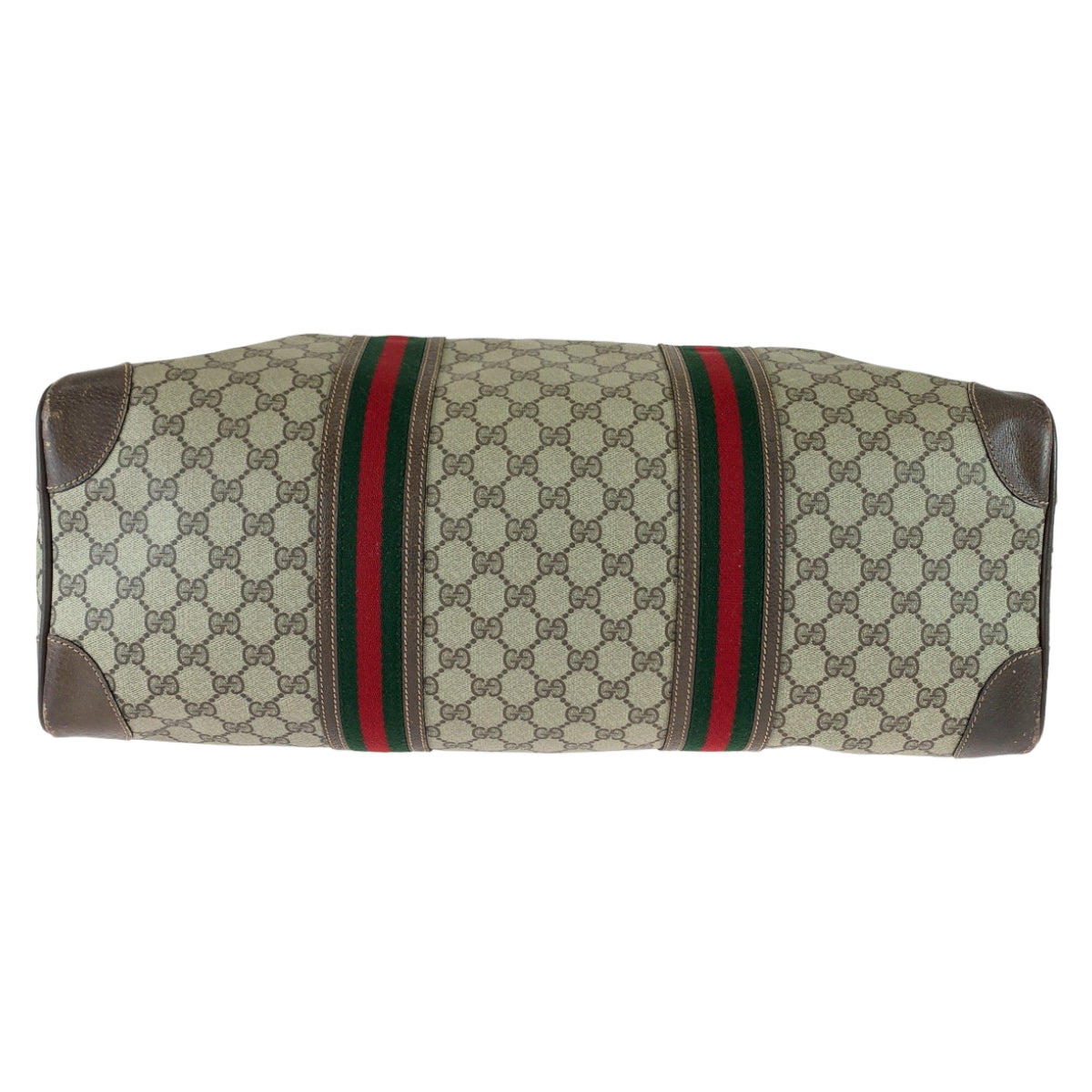 GUCCI グッチ ヴィンテージ オールドグッチ シェリーライン ベージュ ブラウン ゴールド金具 GGスプリームキャンバス / レザー 24 011 534 50 ボストンバッグ ハンドバッグ レディース