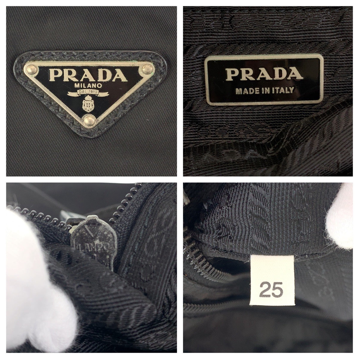 11240
PRADA プラダ テスート 三角ロゴプレート ブラック 黒 シルバー金具 ナイロン 斜め掛け ショルダーバッグ メッセンジャーバッグ メンズ ABP28