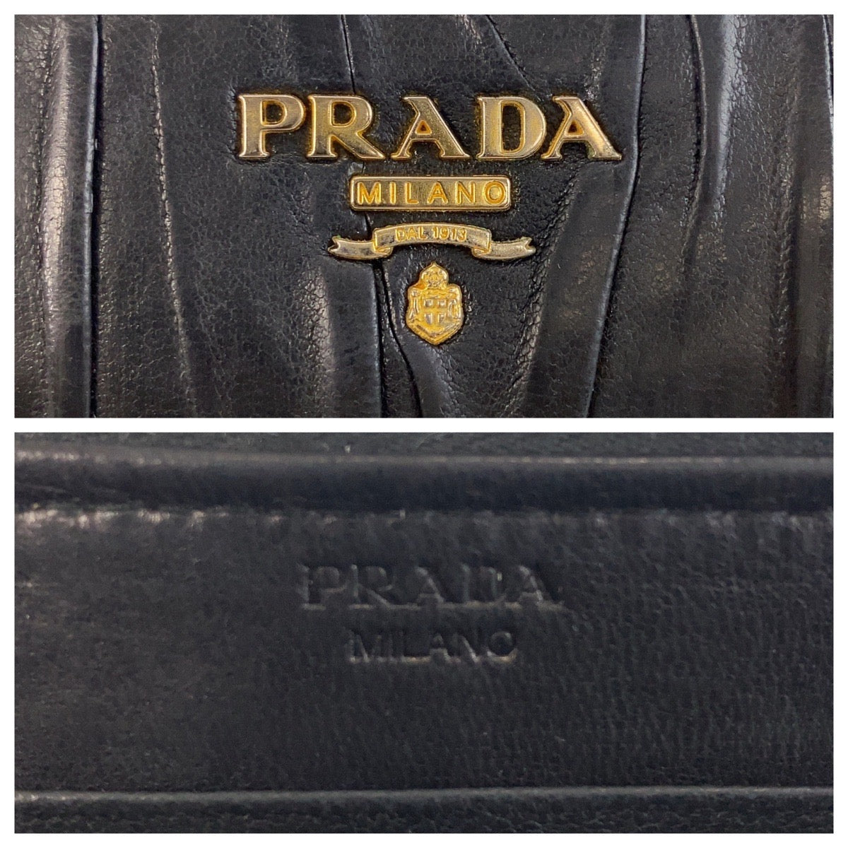 12827
PRADA プラダ マテラッセ ブラック 黒 ゴールド金具 レザー 長財布 ロングウォレット レディース
