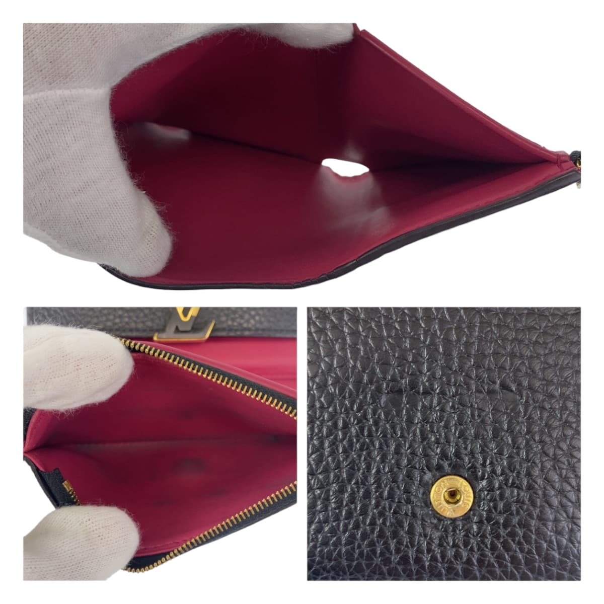 LOUIS VUITTON ルイヴィトン ポルトフォイユカプシーヌ ブラック 黒 ゴールド金具 レザー M62157 折財布 コンパクトウォレット レディース
