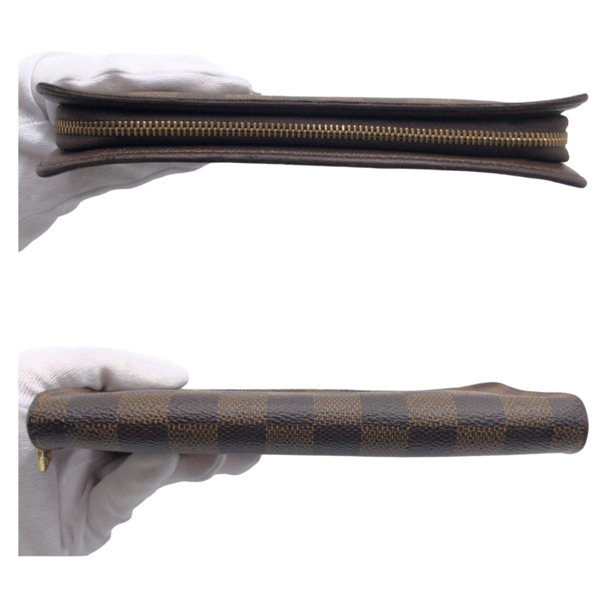 10789
LOUIS VUITTON ルイヴィトン ダミエ エベヌ ポルトモネジップ ブラウン ゴールド金具 PVC N60015 長財布 ロングウォレット ジッピー レディース