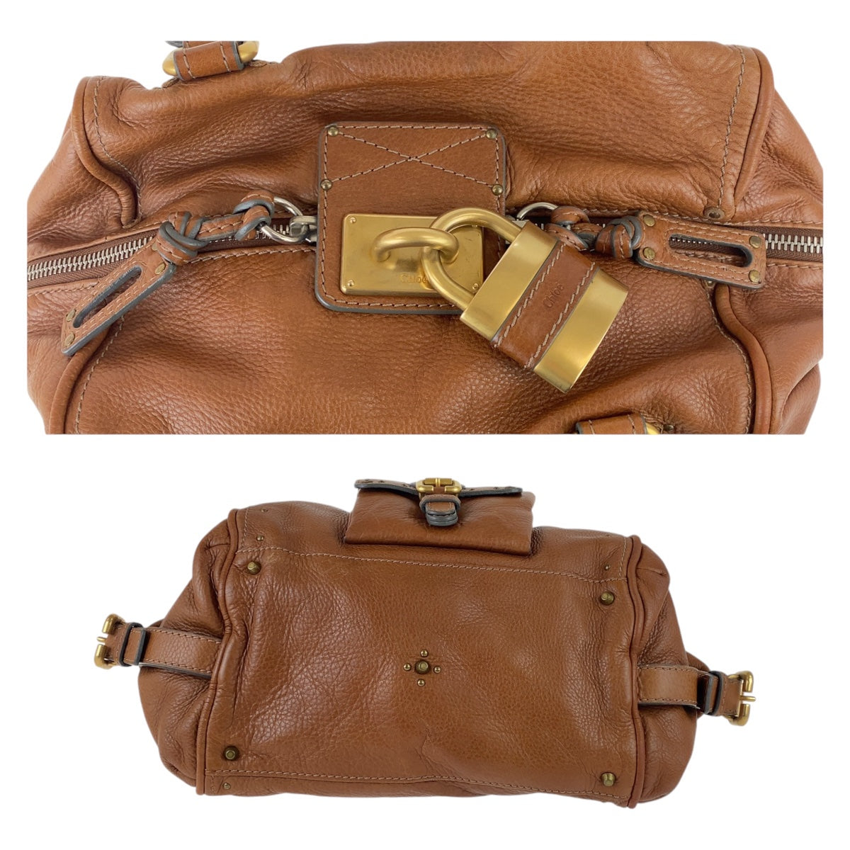 Chloe クロエ パディントン ブラウン ゴールド金具 レザー ショルダーバッグ ハンドバッグ レディース