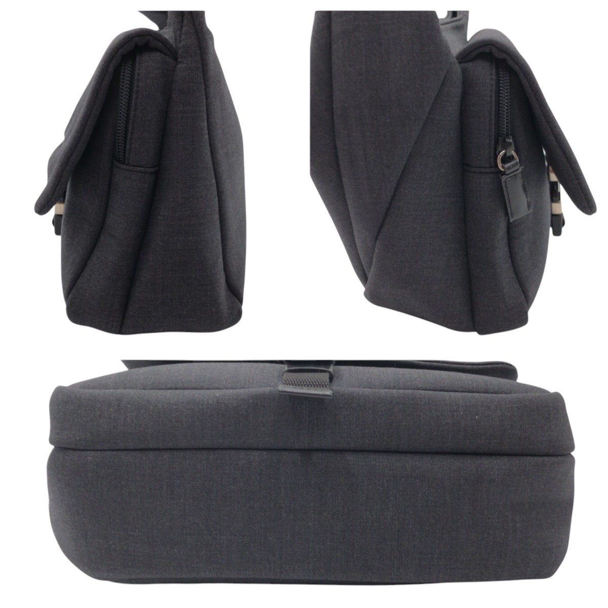 12864
PRADA プラダ プラダスポーツ 男女兼用 グレー シルバー金具 ウール ショルダーバック メッセンジャーバッグ メンズ