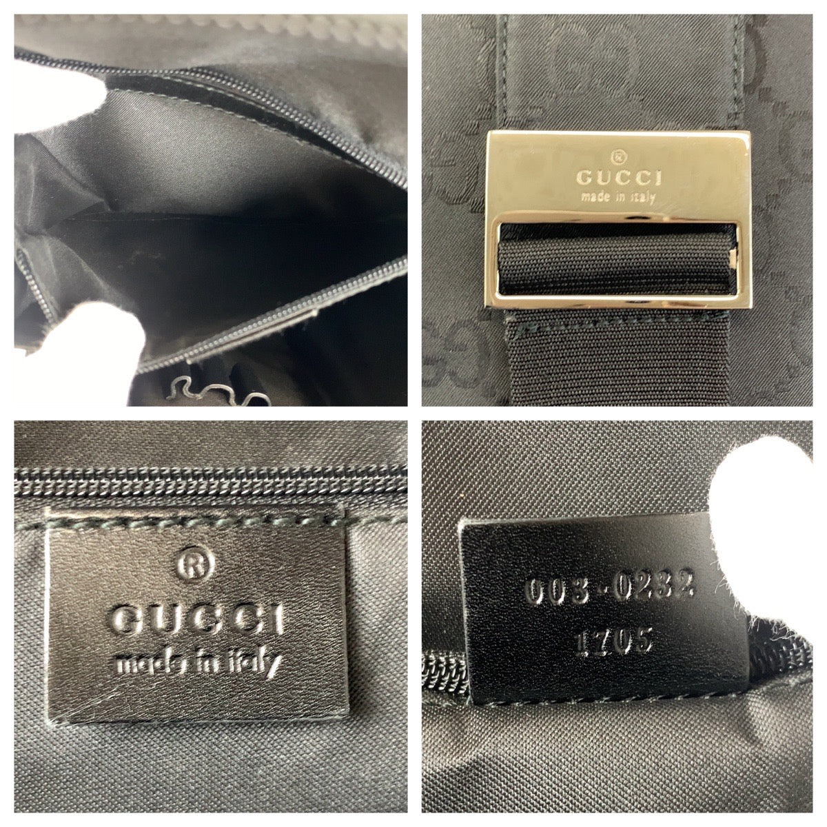 GUCCI グッチ GG柄 GGナイロン ブラック 黒 シルバー金具 ナイロン 0030232 ショルダーバッグ バムバッグ ボディバッグ メンズ